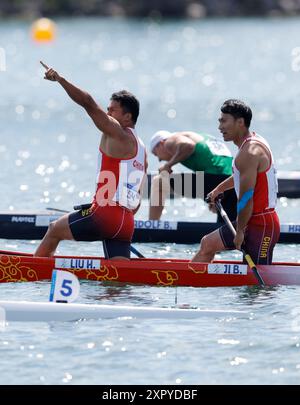 Hao Liu and Bowen Ji of China compete during Men's Canoe Double 500m ...