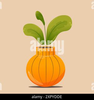 Autumn concept for postcard, card, for thematic banner, poster. Autumn composition, decorative elements. Stock vector illustration, leaves in a vase. Stock Vector