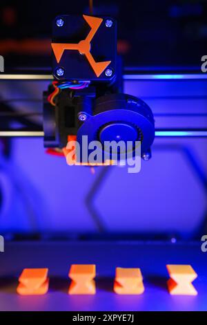3D printer head. Close up. home factory. Stock Photo