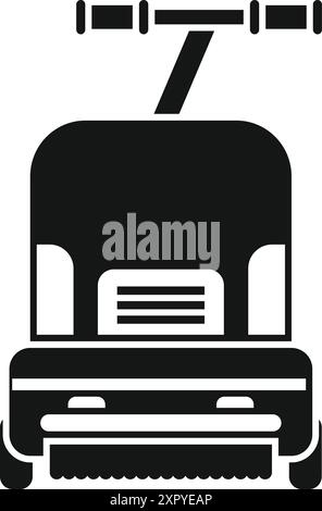 Black silhouette of a robotic lawnmower cutting the grass Stock Vector