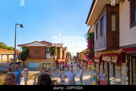 Street of old town Side in Antalya region, Turkey. Stock Photo