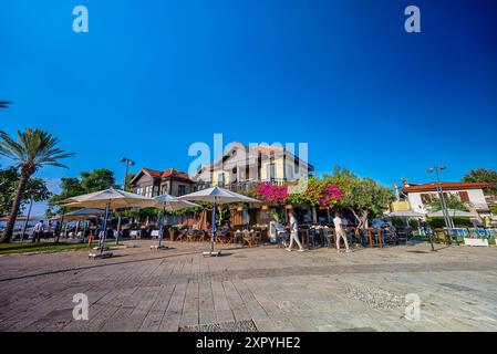 Street of old town Side in Antalya region, Turkey. Stock Photo