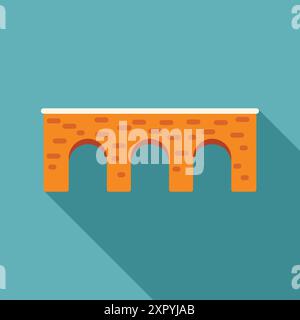 Old stone bridge connecting two sides over water in flat design Stock Vector