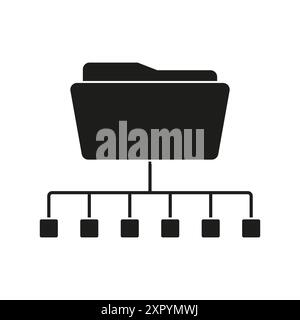 Folder hierarchy icon. File management symbol. Black and white design. Vector illustration. Stock Vector
