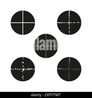 Crosshair target icons. Various styles vector. Black circle symbols. Abstract focus design. Stock Vector