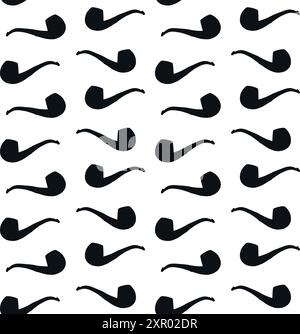 Wooden Smoking Pipe Silhouette Seamless Pattern Stock Vector Image ...