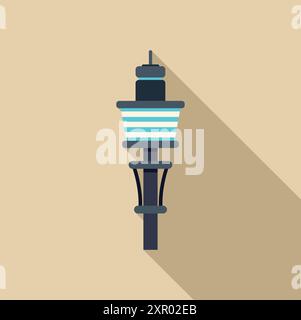 This minimalist icon of an airport control tower represents the vital role it plays in ensuring safe and efficient air travel Stock Vector