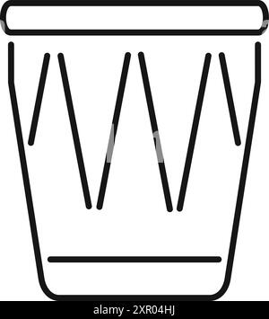 African drum icon representing a traditional music instrument for rhythm and percussion Stock Vector