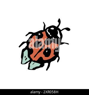 Inky red and black ladybug sketch Stock Vector