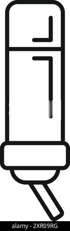 Simple line drawing of a modern pet water dispenser with a transparent container showing the water level Stock Vector