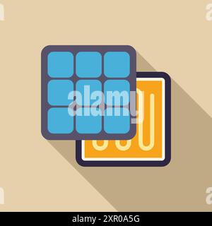 Solar panel generating electricity for underfloor heating system, eco friendly heating concept Stock Vector