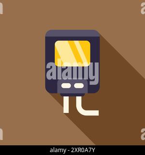 Electric meter icon in flat style with long shadow, measuring electricity consumption Stock Vector