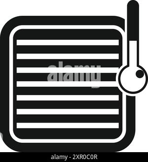 Simple icon representing a radiator with a temperature gauge, perfect for projects related to heating systems and temperature control Stock Vector