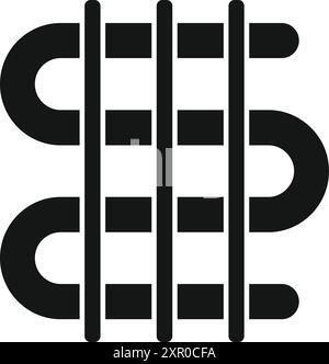 Black abstract shape with pipes crossing over and under each other Stock Vector