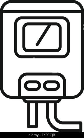 Line drawing of an electric meter measuring energy consumption and showing kilowatt hours on a digital display Stock Vector