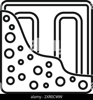 Modern underfloor heating system installing covering floor with tiles line icon for app and web Stock Vector