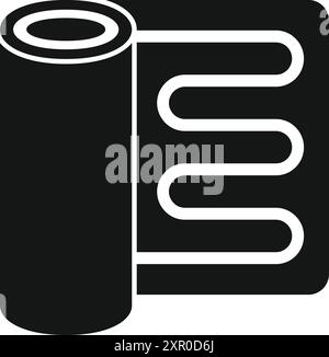 Black icon of electric floor heating system wire representing comfortable warm home Stock Vector