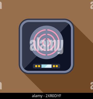 Modern induction cooker is glowing red, indicating that it is heating up and ready for use Stock Vector