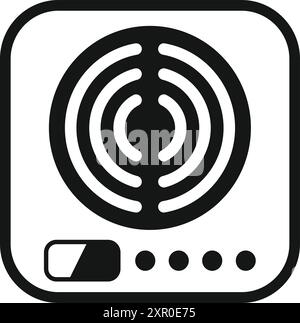 Simple single black and white icon of a modern electric stove with clearly visible cooking zones Stock Vector