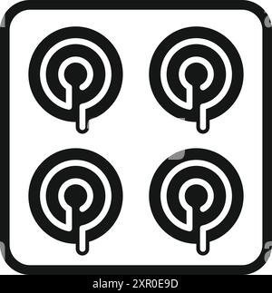 Simple icon of a modern induction cooker with a ceramic surface for cooking Stock Vector
