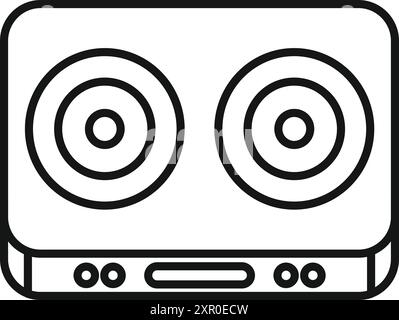 This simple and clean icon depicts a double electric hob, ideal for websites, apps, and presentations related to cooking and kitchen appliances Stock Vector