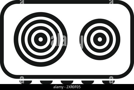 Induction cooker panel with touch control buttons showing cooking zones is ready to cook delicious food Stock Vector