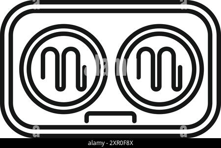 Set of wireless earbuds is shown charging in its case, offering a convenient and portable way to enjoy music Stock Vector