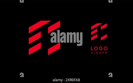 Abstract red geometric letter Cwith parallel lines. Stripes modern logotype concept, futuristic design for an innovative company, minimalist sporty Stock Vector