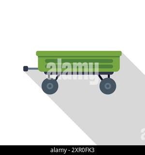 Green farm tipper trailer standing on white background, farming vehicle for carrying crops Stock Vector