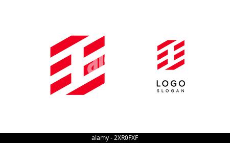 Abstract red geometric letter O with parallel lines. Stripes modern logotype concept, futuristic design for an innovative company, minimalist sporty Stock Vector
