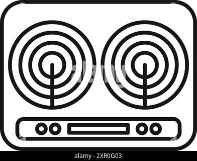 Induction cooker panel showing two heating zones for preparing food Stock Vector
