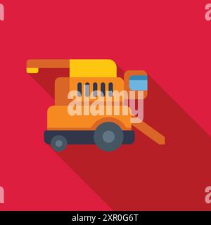 Illustration of a combine harvester harvesting wheat in a field, agriculture concept Stock Vector