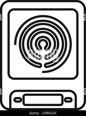 Simple line art icon of a modern electric stove, featuring a spiral heating element, ideal for representing cooking concepts Stock Vector