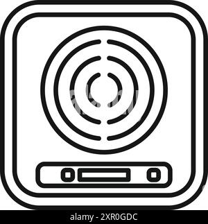 Line drawing of an induction cooktop surface, showing heating zones and touch controls Stock Vector