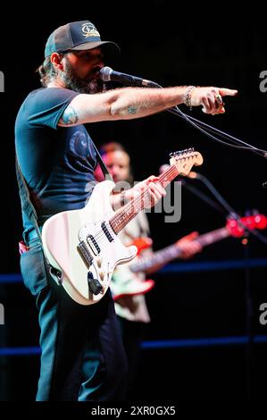 7th August 2024, San Vito al Tagliamento, Italy. Filippo Graziani performs last night in San Vito al Tagliamento ( Italy) Credit: Denis Ulliana/Alamy Live News Stock Photo