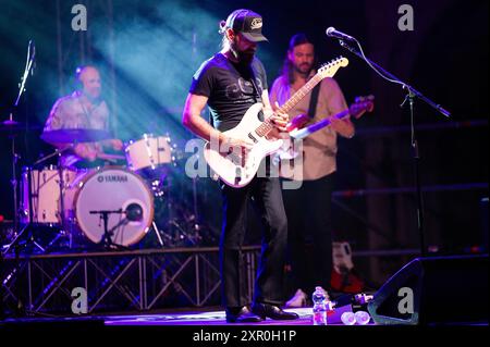 7th August 2024, San Vito al Tagliamento, Italy. Filippo Graziani performs last night in San Vito al Tagliamento ( Italy) Credit: Denis Ulliana/Alamy Live News Stock Photo