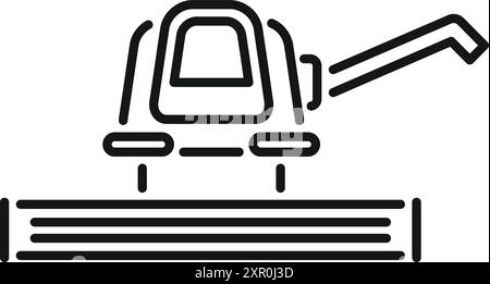 Line icon of a combine harvester harvesting wheat, representing modern agriculture and automated farming practices Stock Vector