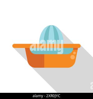 Orange and blue citrus juicer squeezing fresh juice for a healthy, refreshing drink Stock Vector
