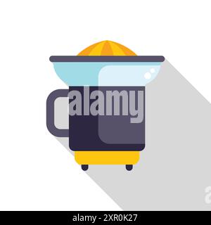 Modern electric citrus juicer making orange juice on white background Stock Vector