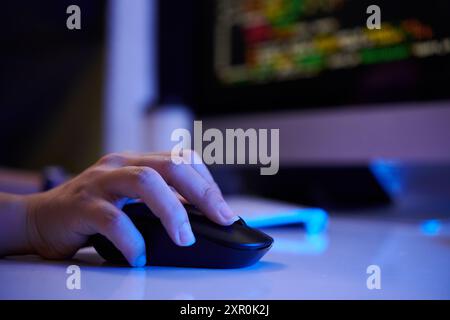 Using Computer Mouse during Software Programming Session Stock Photo