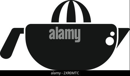 Black and white icon of a citrus juicer squeezing fruit for juice Stock Vector