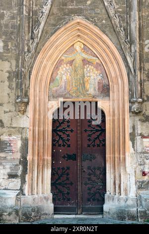 Entrance part of the Blessed Mary Church (Goat Church) in Sopron, Hungary Stock Photo