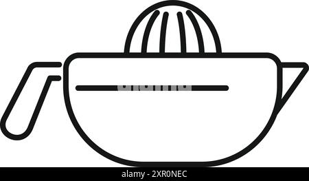 Manual citrus juicer squeezing fresh juice line art icon for apps and websites Stock Vector