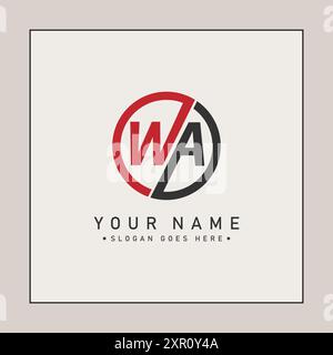 WA Vector Logo Template - Simple Icon for Initial Letter W and A Monogram Stock Vector