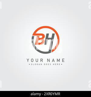 BH Vector Logo Template - Simple Icon for Initial Letter B and H Monogram Stock Vector