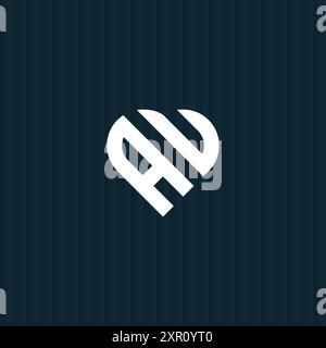 Heart Letter AU Logo - Initial Monogram Template for Alphabet A and U Stock Vector