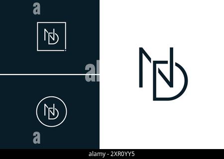 ND Vector Logo Template - Simple Icon for Initial Letter N and D Monogram Stock Vector