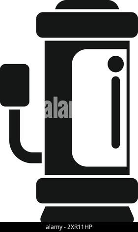 Black silhouette of an electric car charging station, emphasizing the transition towards sustainable transportation Stock Vector