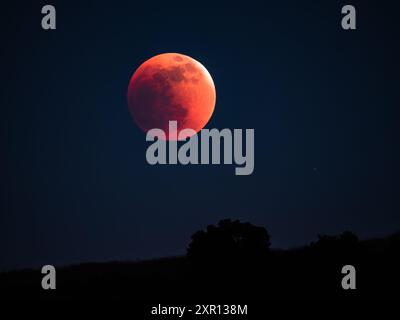 "Super Flower Blood Moon" total lunar eclipse - May 15, 2022 Stock Photo