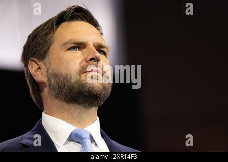 Milwaukee, United States of America, 15 July, 2024, Vice Presidential Nominee JD Vance at the Republican National Convention in Milwaukee, Wisconsin. Stock Photo